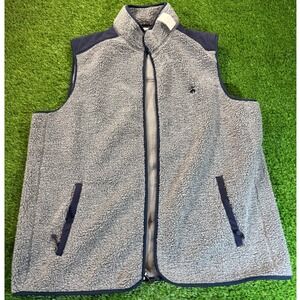 Brooks Brothers 1818 Fleece Vest 2XLT Navy Blue Full Zip Pockets